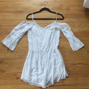 white cold-shoulder romper
